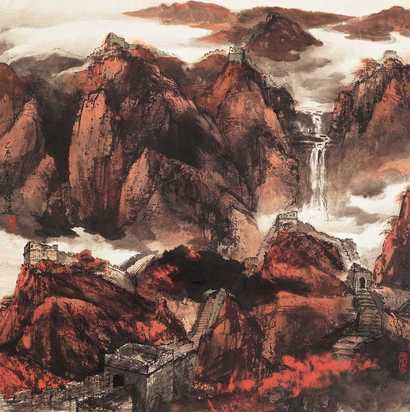 郜宗远 2004年作 长城山水 镜心